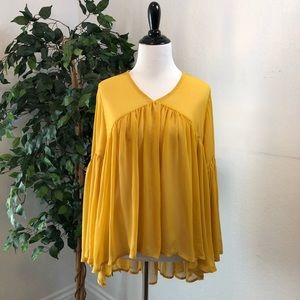 Mustard Sheer Boho Top